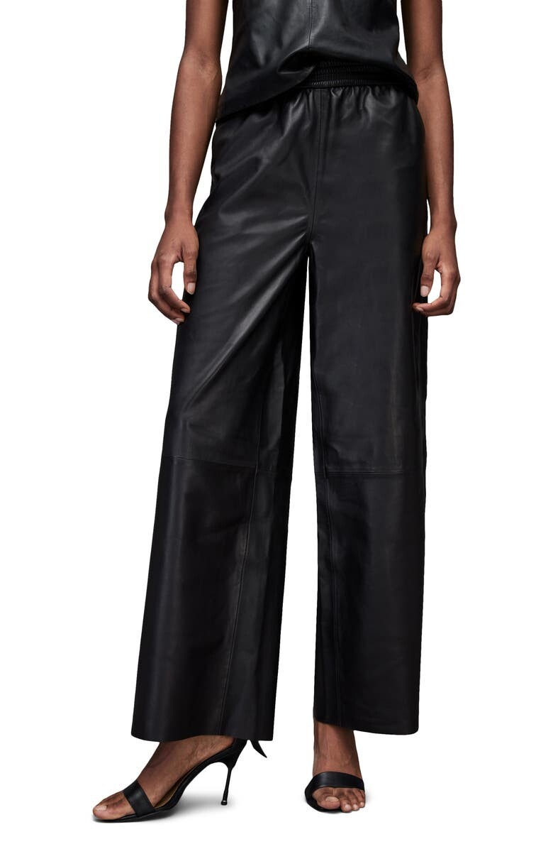 

Широкие кожаные штаны ALLSAINTS, черный