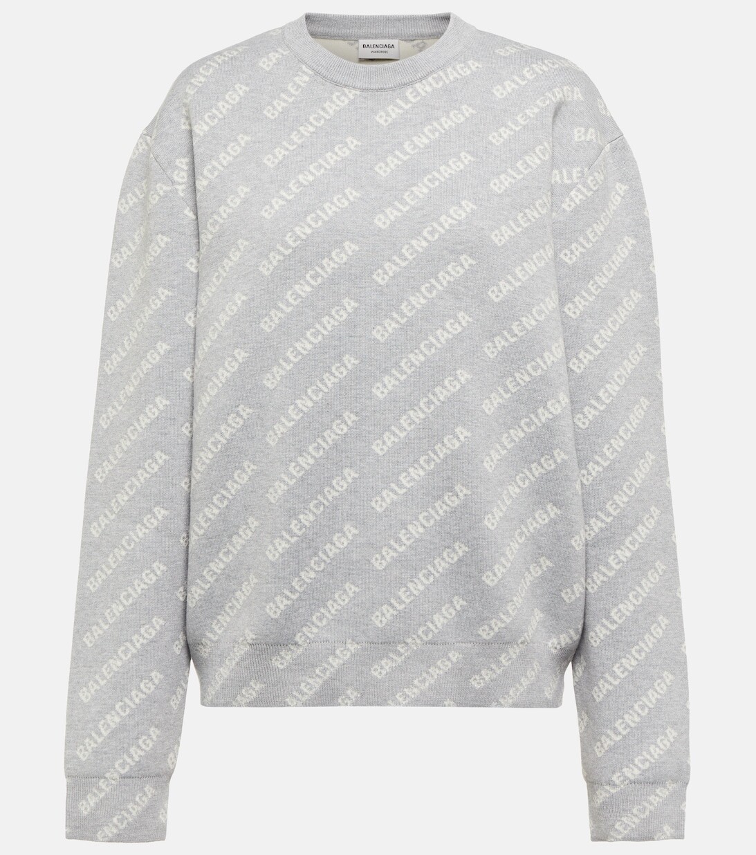 

Свитер Mini Allover Logo из смесового хлопка BALENCIAGA, серый