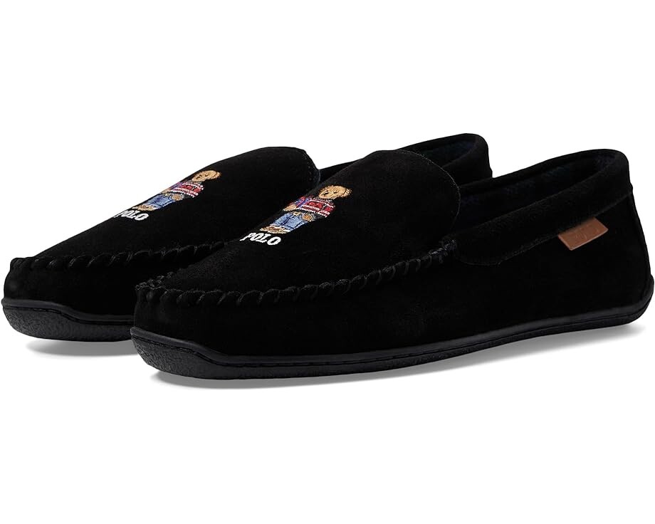 

Шлепанцы Polo Ralph Lauren Brenan Holiday Bear Suede Moccasin Slipper, черный