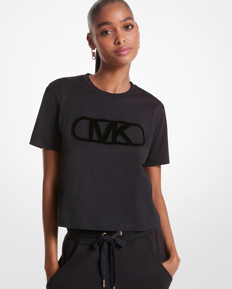 

Хлопковая женская футболка с коротким рукавом Michael Michael Kors, черный
