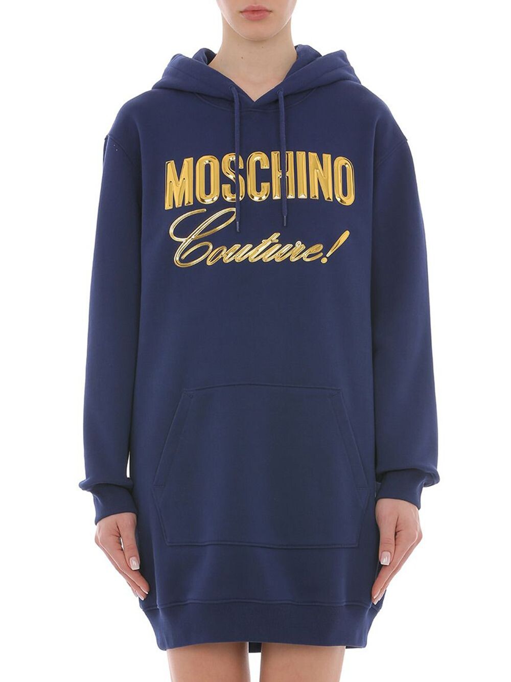 

Хлопковая толстовка с капюшоном и логотипом Moschino, синий