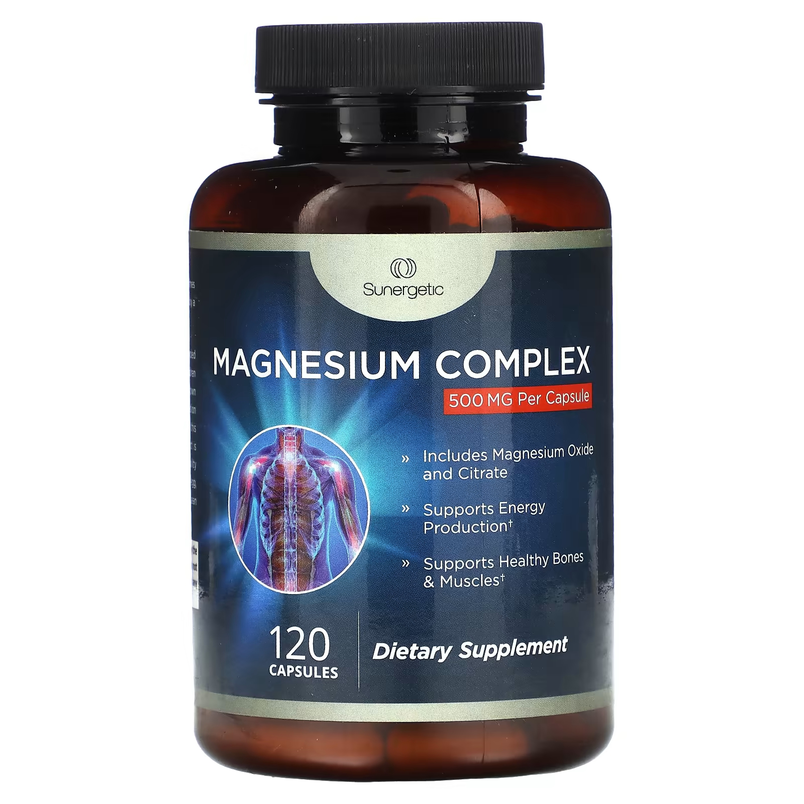Магниевый комплекс 500 мг 120 капсул Sunergetic solgar цитрат кальция и магния пищевая добавка 100 таблеток