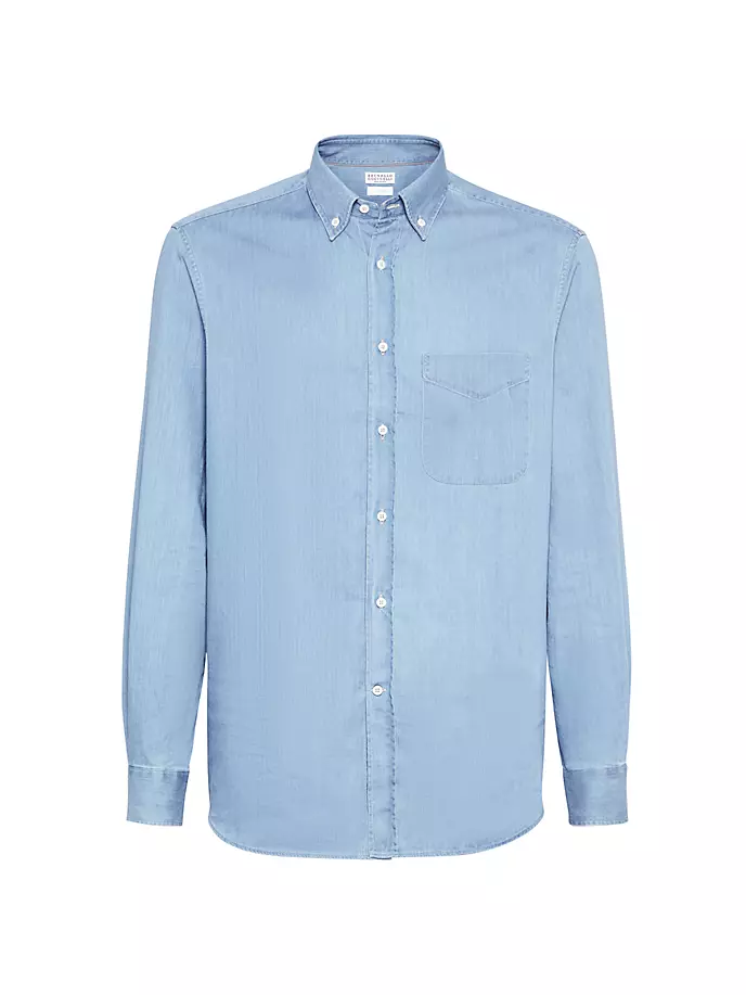 

Легкая джинсовая рубашка свободного кроя Brunello Cucinelli, цвет light denim