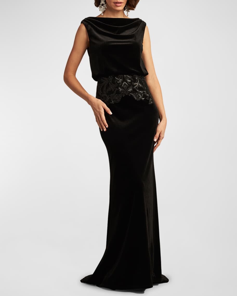 

Бархатное платье с вышивкой Tadashi Shoji