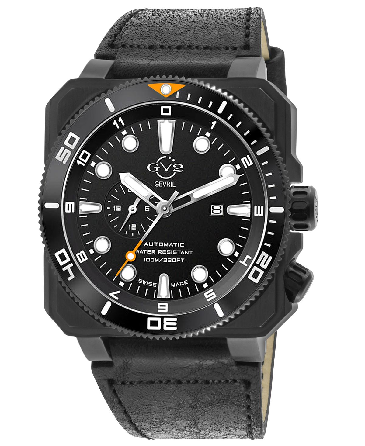 цена Мужские часы XO Submarine швейцарские автоматические черные кожаные часы 44 мм GV2 by Gevril