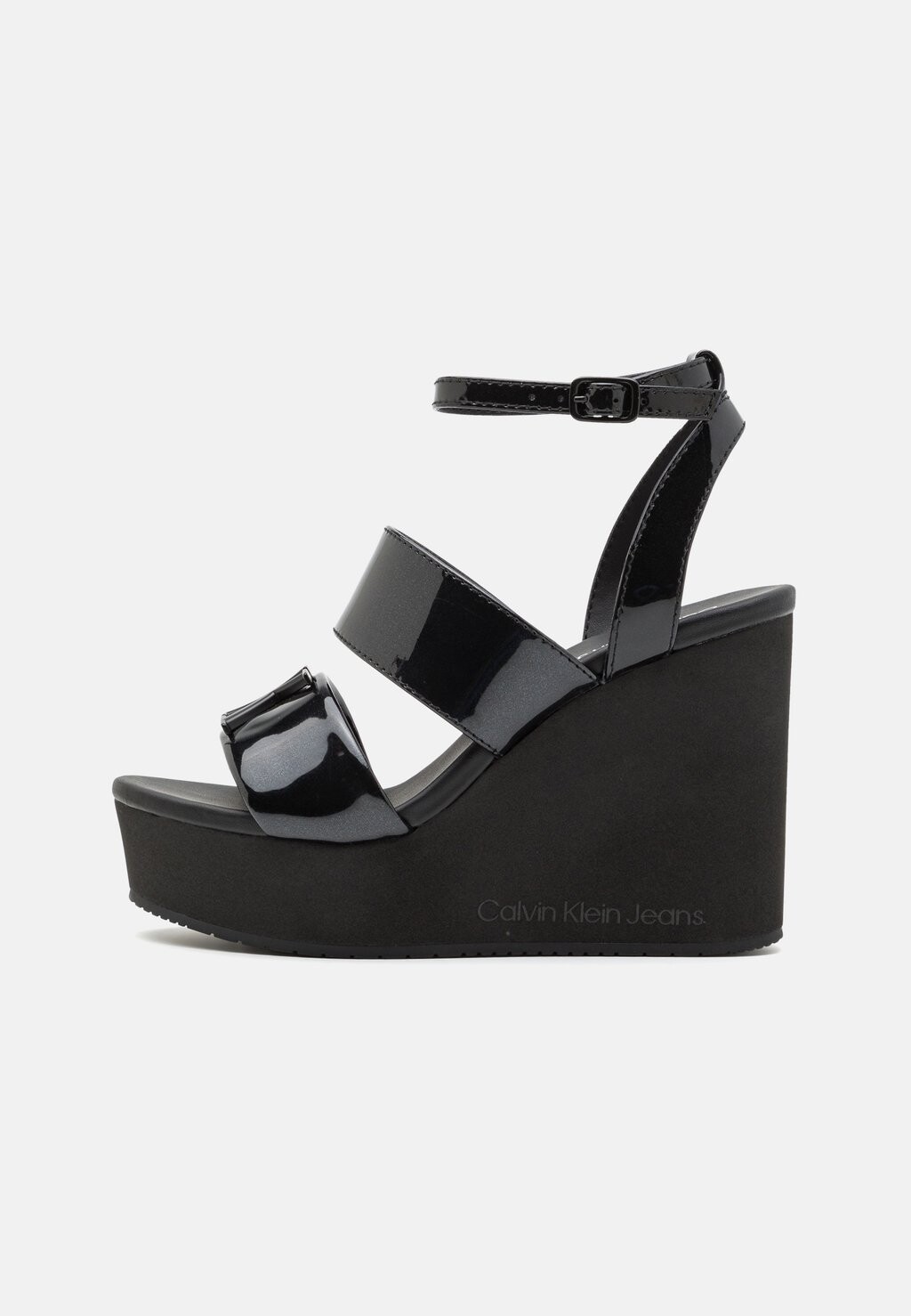 Босоножки на высоком каблуке WEDGE HARDWARE Calvin Klein Jeans, цвет black босоножки на платформе wedge block metallic calvin klein jeans цвет black silver