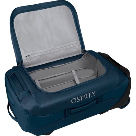 упаковка transporter roll top 25 л osprey packs цвет venturi blue Спортивная сумка на колесах Transporter объемом 90 л. Osprey Packs, цвет Venturi Blue