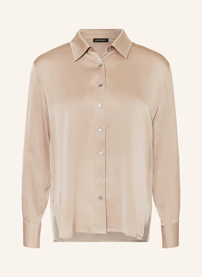 Шелковая блузка-рубашка Repeat, бежевый