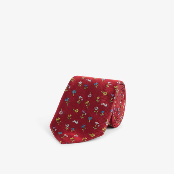

Шелковый галстук с цветочным принтом Paul Smith, красный