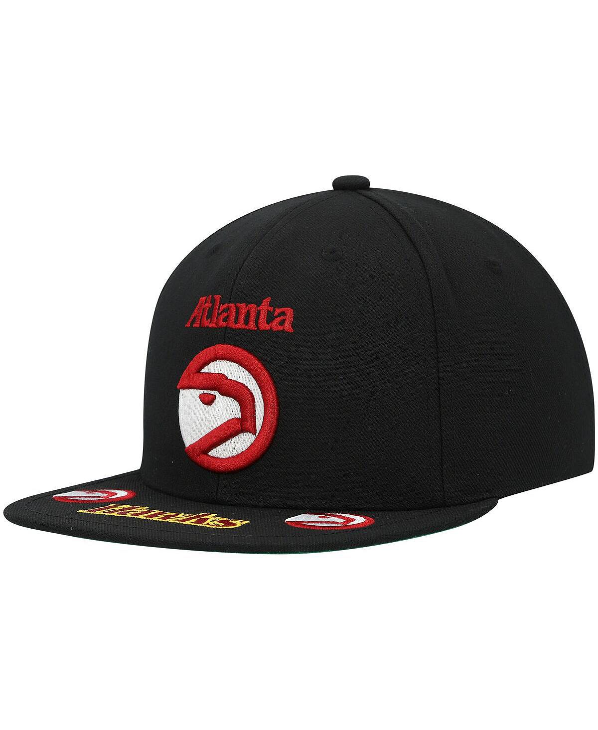 

Черная мужская кепка Snapback Atlanta Hawks из твердой древесины с загрузкой спереди Mitchell & Ness