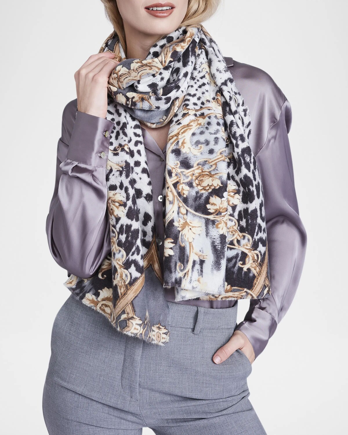 

Шарф Sloan с леопардовым принтом Pia Rossini, цвет Silver Grey