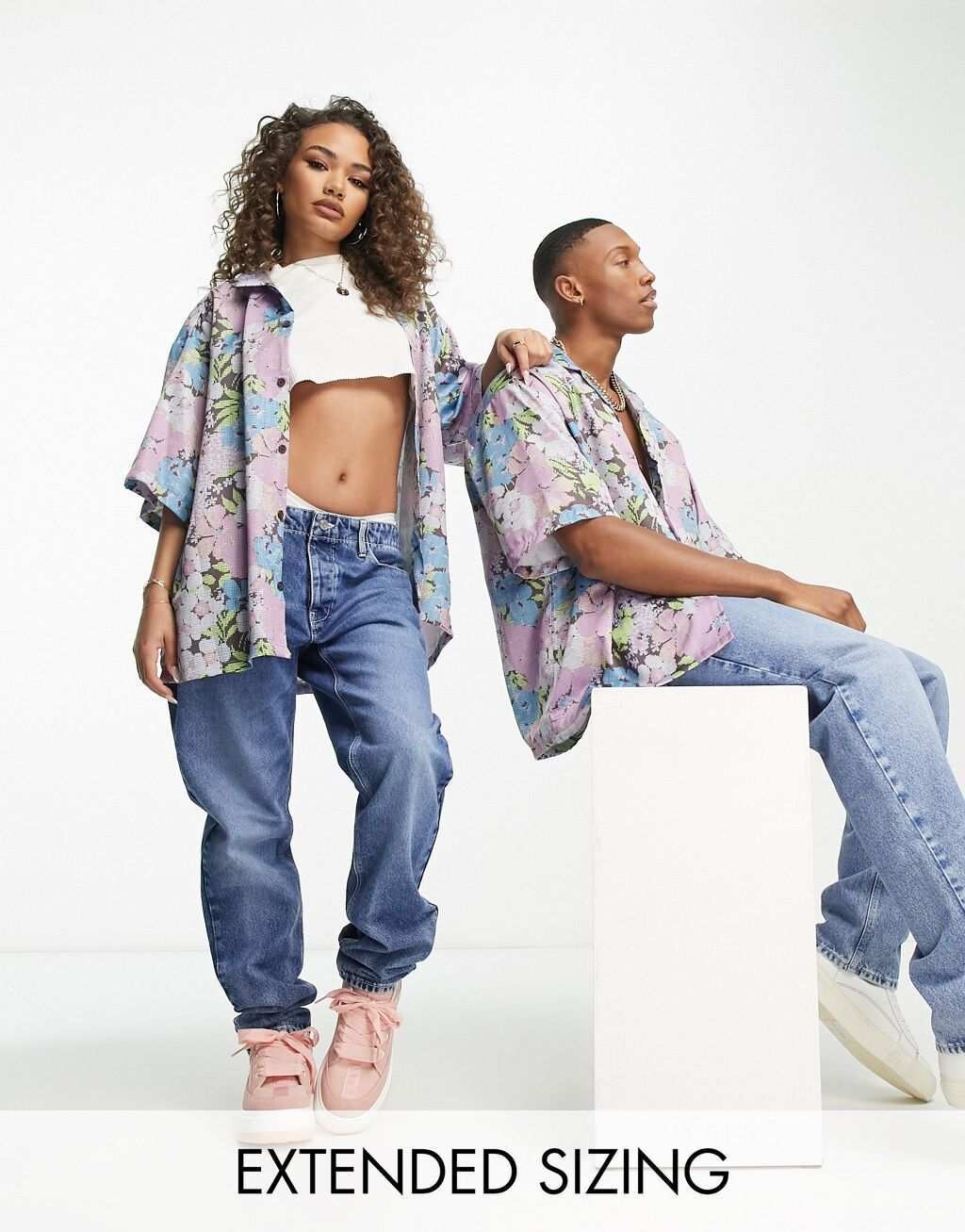 

Свободная рубашка унисекс с цветочным принтом ASOS DESIGN