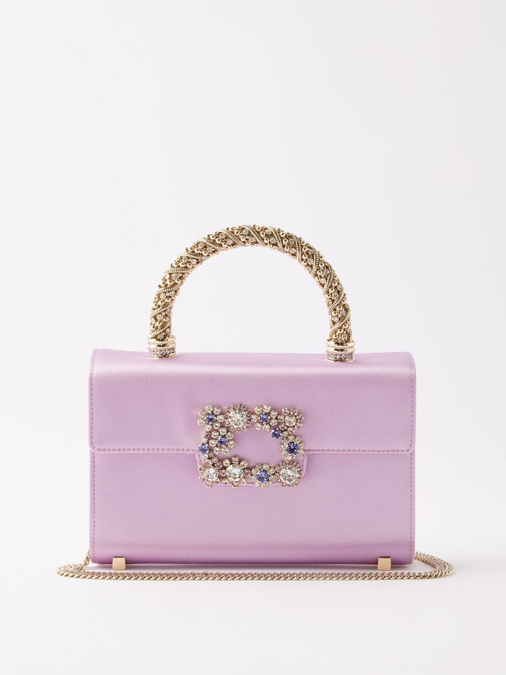 

Атласная сумка на плечо envelope с кристаллической пряжкой Roger Vivier, фиолетовый