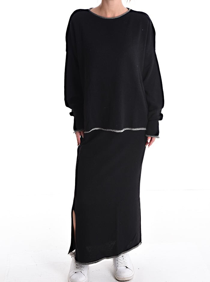 

Оверсайз Cashmere Blend Coord с разрезом, черный