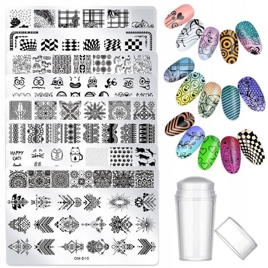 Пластина + штамп, набор для украшения ногтей, 25 шт., Frezarkowo круглый силиконовый штамп для украшения ногтей прозрачный стемпер для ногтей