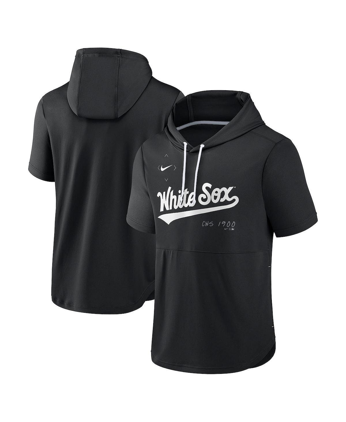 Мужской черный пуловер с капюшоном Chicago White Sox Springer с короткими рукавами и капюшоном Nike
