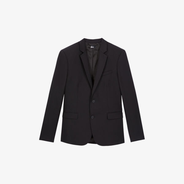 

Однобортный шерстяной пиджак с зубчатыми лацканами The Kooples, черный