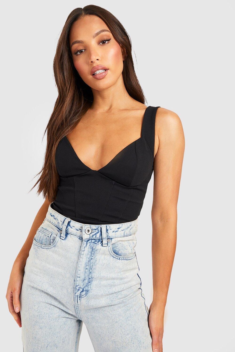 

Высокое боди с корсетом Boohoo, черный