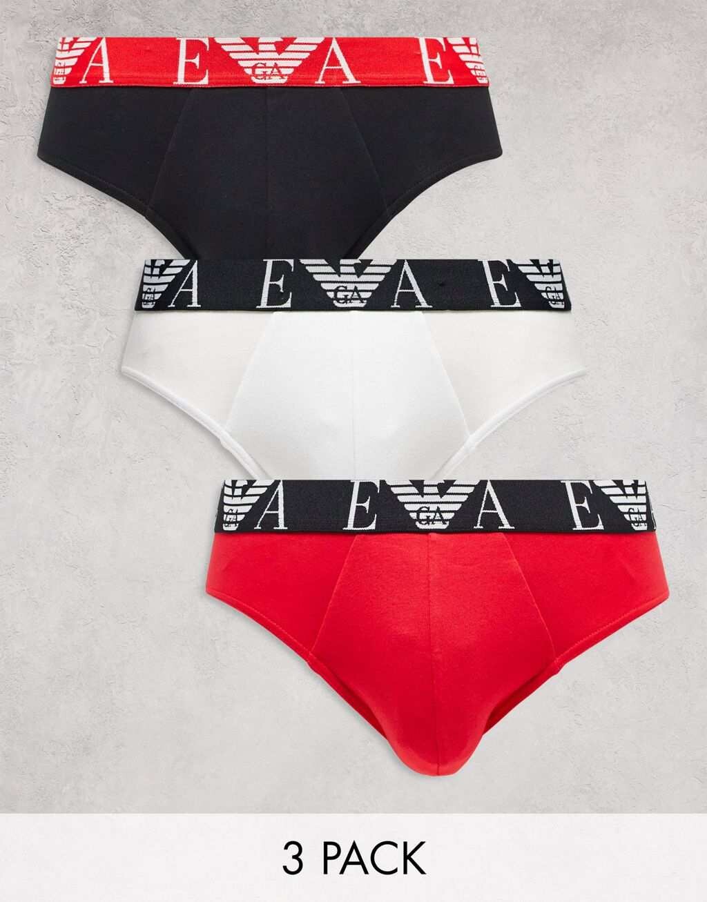 

Набор из трех разноцветных трусов с логотипом Emporio Armani Bodywear
