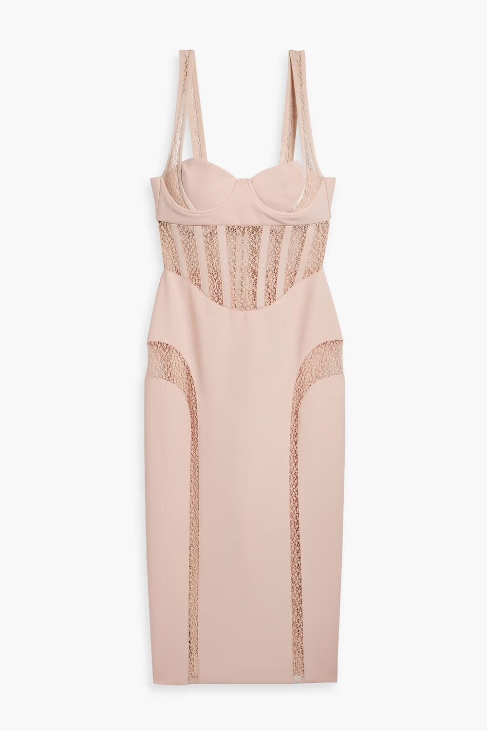 

Платье миди из крепа с кружевными вставками Dion Lee, цвет Blush