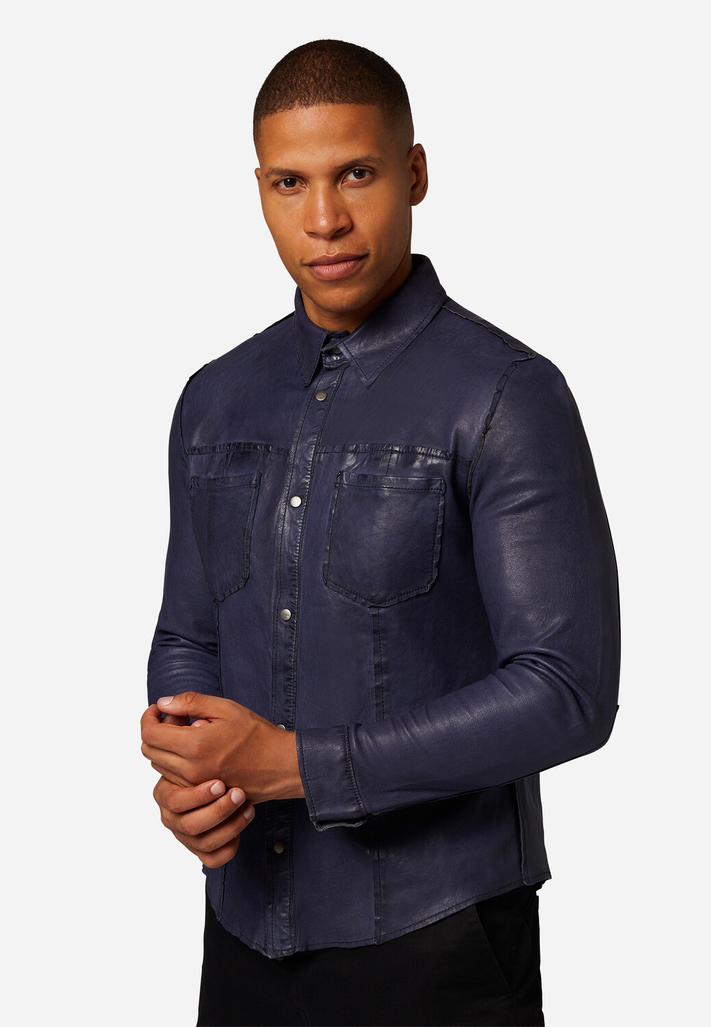 

Кожаная куртка Ricano Herren Lederhemd Reverse Shirt, темно синий