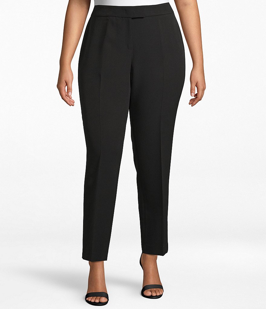 Узкие прямые брюки из эластичного твила Anne Klein больших размеров больших размеров, черный
