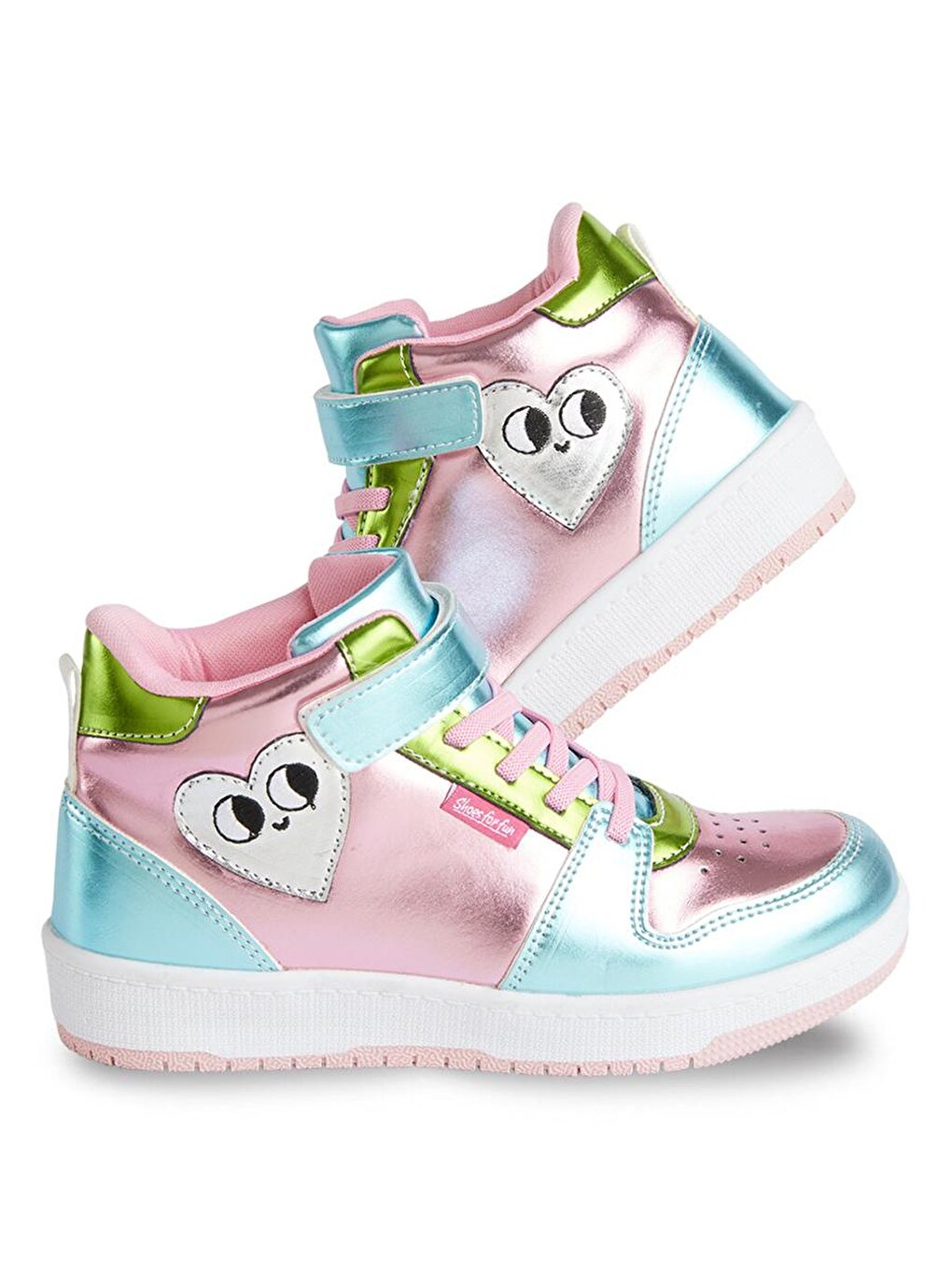 Розовые кроссовки для девочек с голограммой сердца Denokids цена и фото