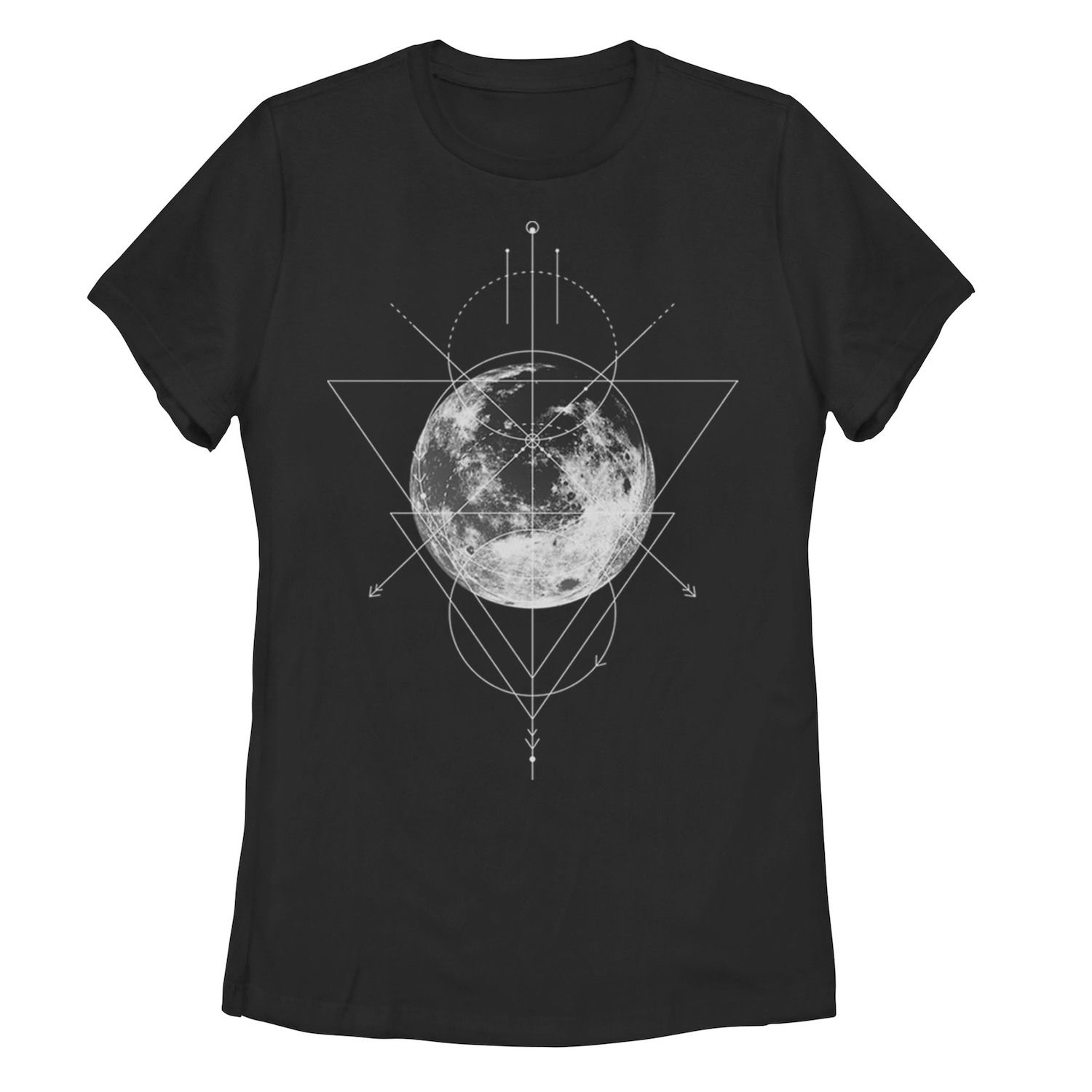 Детская футболка с геометрическим рисунком Луны и Галактики, черный