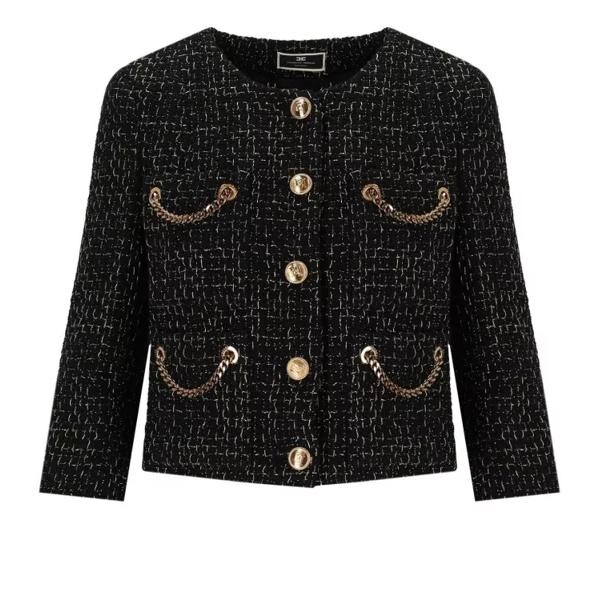 

Куртка tweed short jacket Elisabetta Franchi, черный