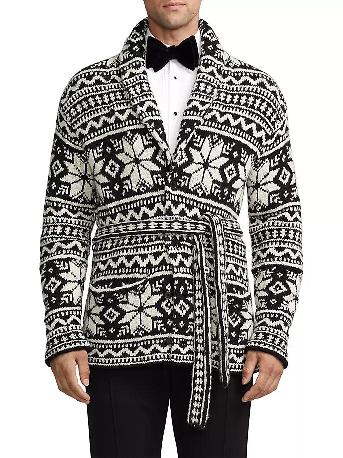 

Кашемировый кардиган с шалевым воротником Fair Isle Ralph Lauren Purple Label, черный