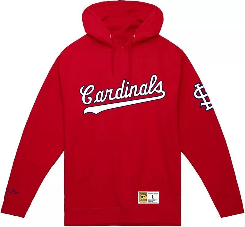 

Мужской красный пуловер с капюшоном и логотипом Mitchell & Ness St. Louis Cardinals