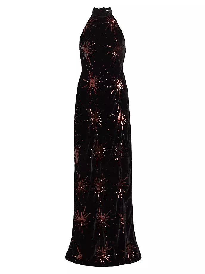 

Бархатное платье с пайетками Starburst Rixo, цвет starburst embellishment black