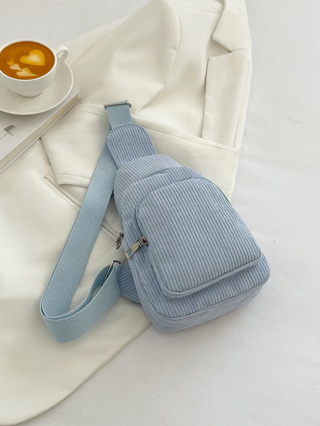 Минималистичная вельветовая сумка на ремешке, голубые мини мужская минималистичная сумка слинг черный
