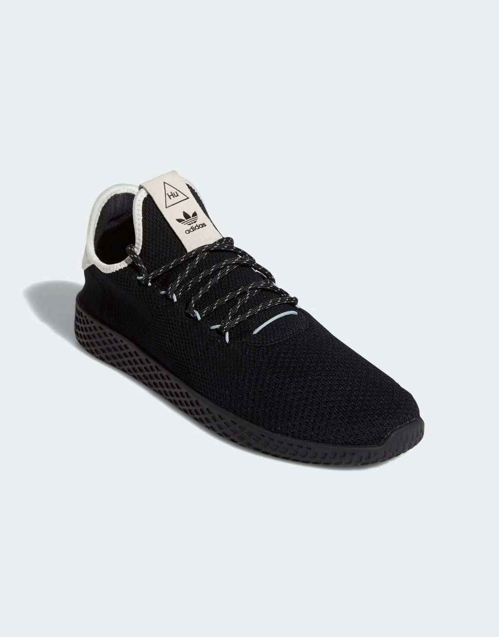 Черные кроссовки adidas Originals x Pharrell Williams Tennis HU с белой биркой на каблуке