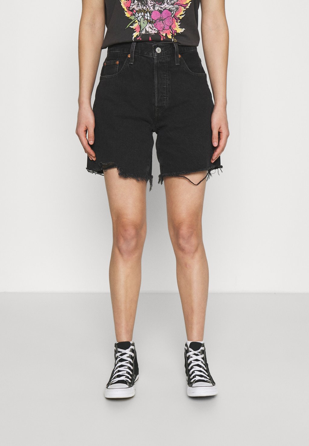 Джинсовые шорты Levi's 501 Mid Thigh Shorts, лунно-черный