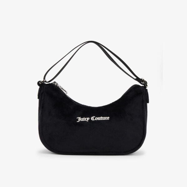 

Велюровая сумка на плечо с металлическим логотипом Juicy Couture, черный