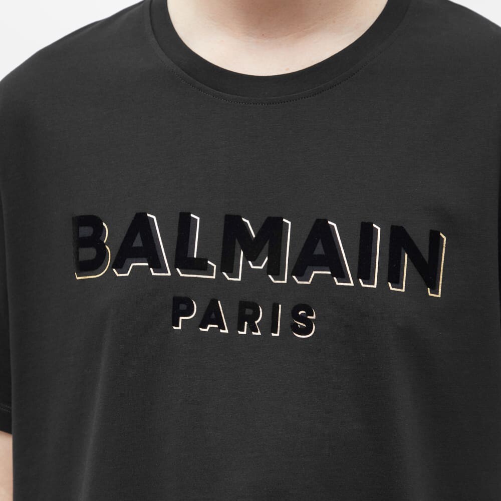 

Футболка Balmain с логотипом из флока и фольги Paris