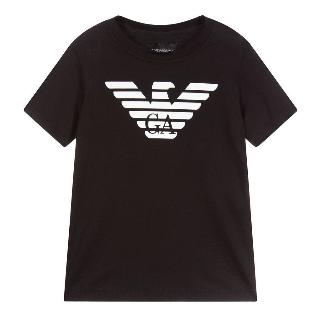 

Черная футболка с логотипом Eagle Armani, черный