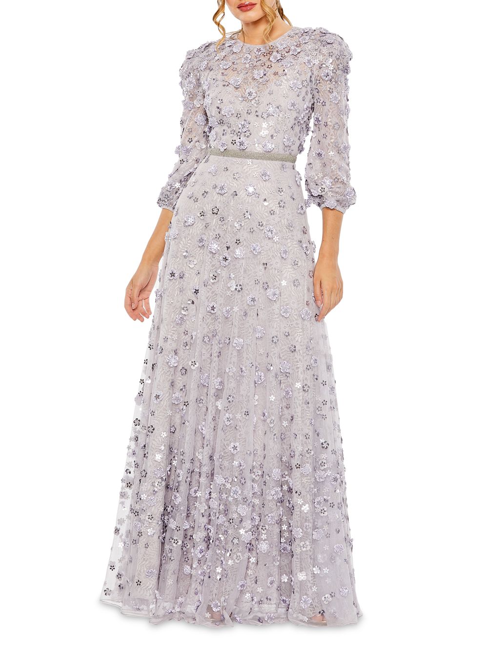 цена Платье трапециевидной формы из тюля с цветочной аппликацией Mac Duggal