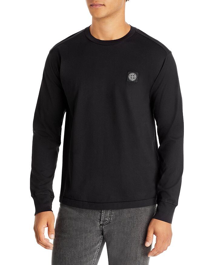 

Футболка с длинным рукавом и логотипом Stone Island, Черный