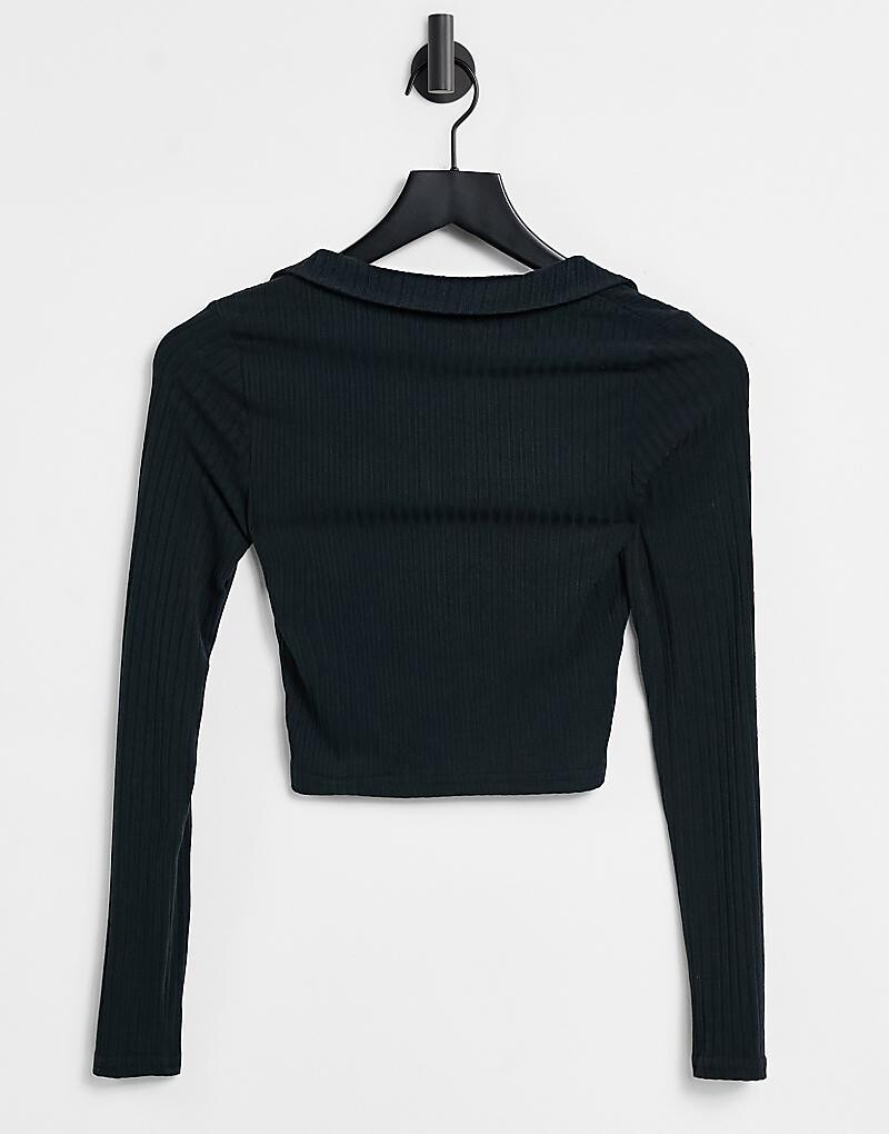 

Черная приталенная рубашка в рубчик с длинными рукавами ASOS DESIGN