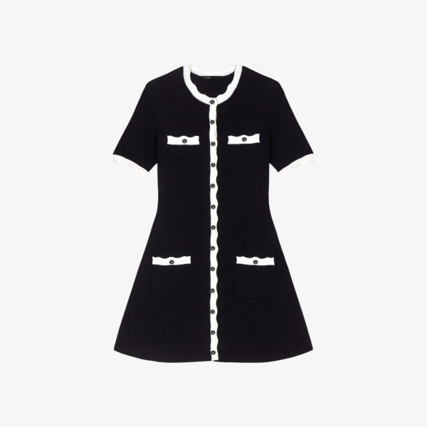цена Трикотажное платье мини с фестонами Maje, цвет noir / gris