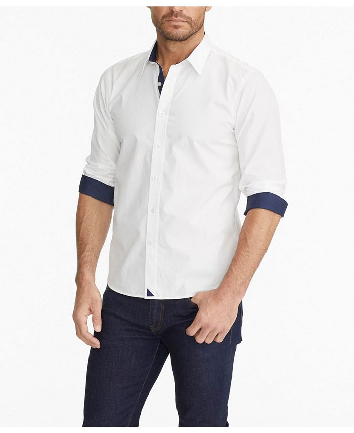Мужская рубашка узкого кроя без морщин Las Cases со специальной рубашкой на пуговицах UNTUCKit, белый