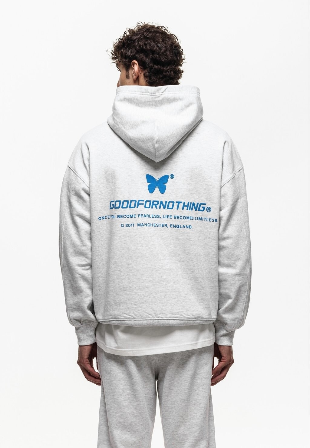 

Толстовка Oversized Spirit Grey Puff Print Hoodie Good For Nothing, цвет grey