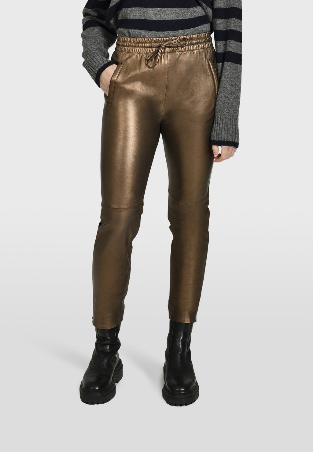 Кожаные брюки GIFT METAL Oakwood, цвет golden beige