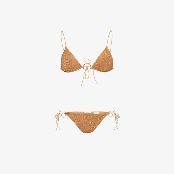 

Комплект бикини Lumière из металлизированной ткани Oseree, цвет toffee
