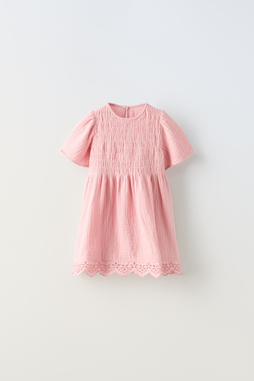 Эластичное текстурированное платье ZARA, розовый