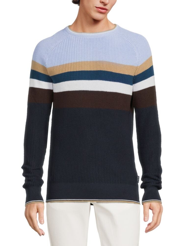 

Полосатый вязаный свитер с круглым вырезом Ben Sherman, темно-синий