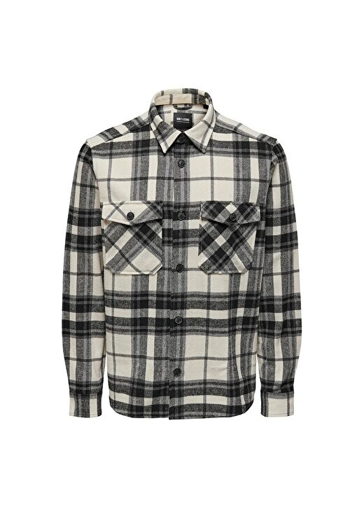 

Белая мужская рубашка в клетку 22026313_ONSMILO LIFE OVR CHECK LS Only & Sons, белый