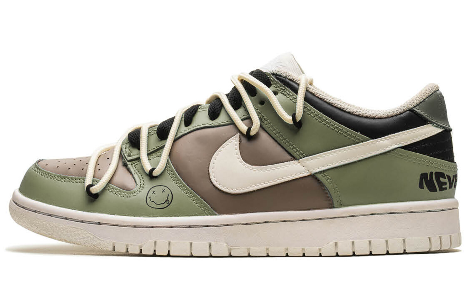 

Кроссовки Nike Dunk Skateboarding Shoes Women's Low-top Green/Brown, черный/серый
